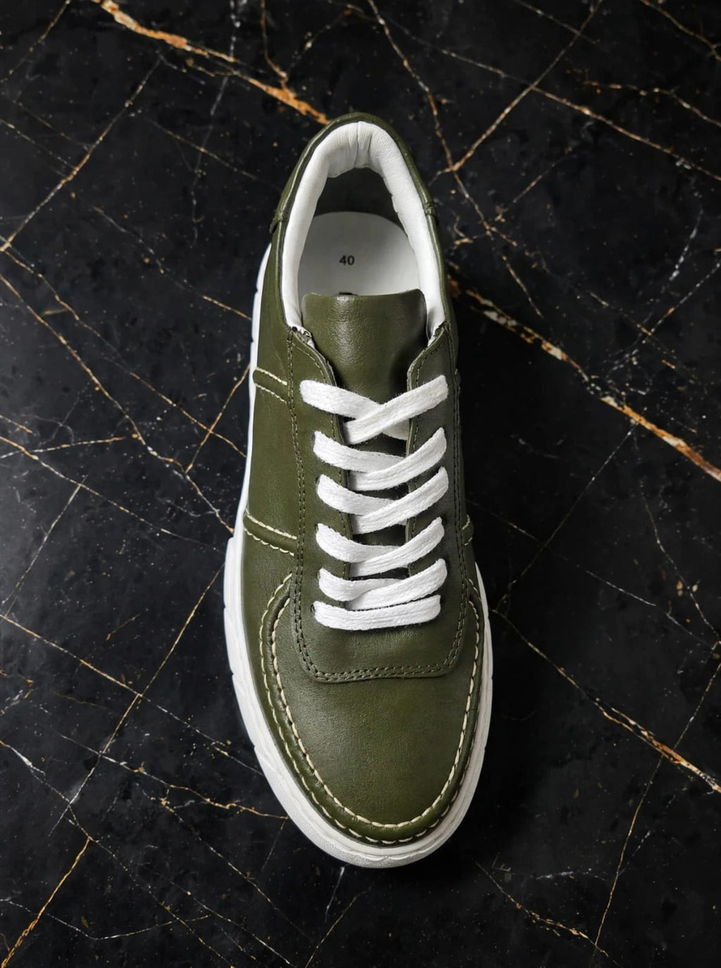 Lamazzi Genuine Leather Luxury Sneaker- Olive Green/ Military