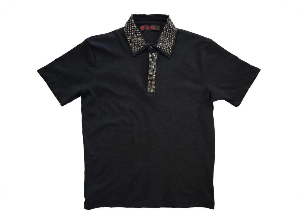Luxury Rhinestone Polo Shirt - Black