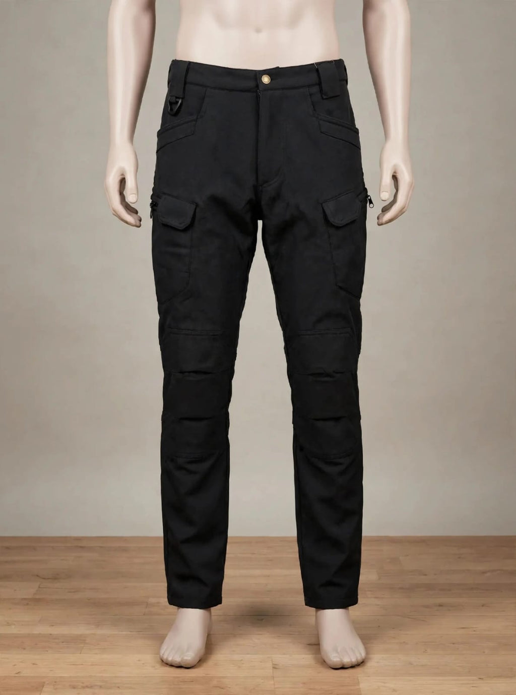 Black Tactical Cargo Pants Softshell Stretch - Jet Black