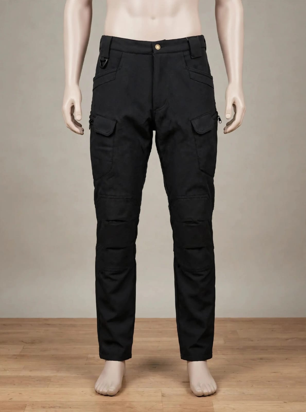 Black Tactical Cargo Pants Softshell Stretch - Jet Black