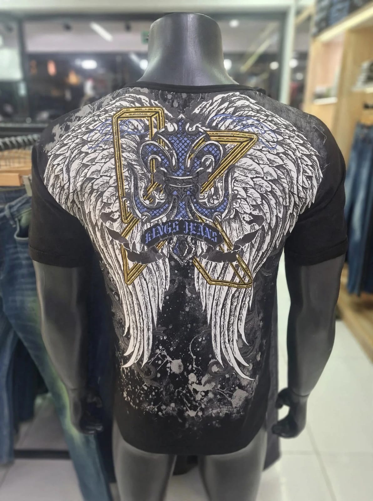 Men's V- Neck Graphic Tee - Kings Jeans Wings