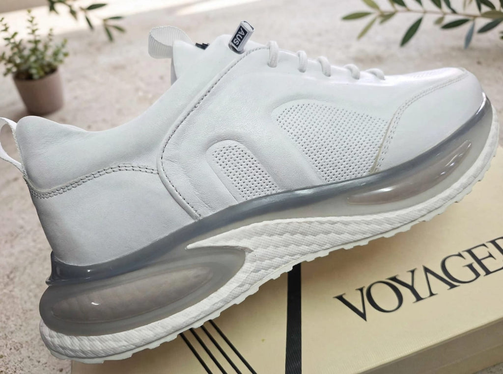 VOYAGA White Comfort Runner - Premium Leather Sneaker