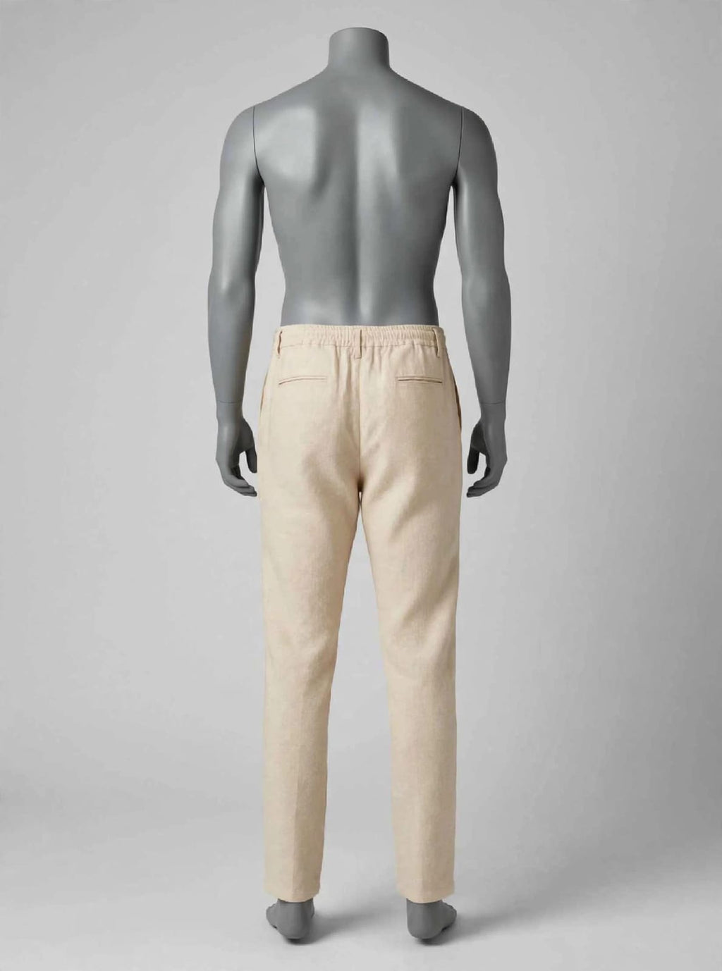 Men,s Linen-blend Drawstring slim -Sand Beige/Stone