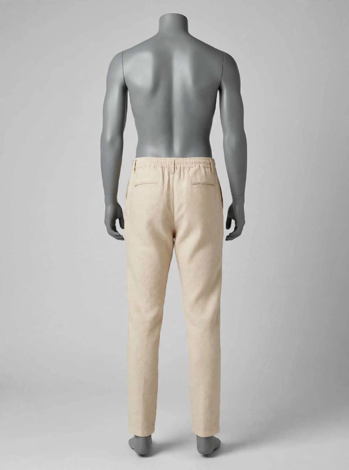 Men,s Linen-blend Drawstring slim -Sand Beige/Stone