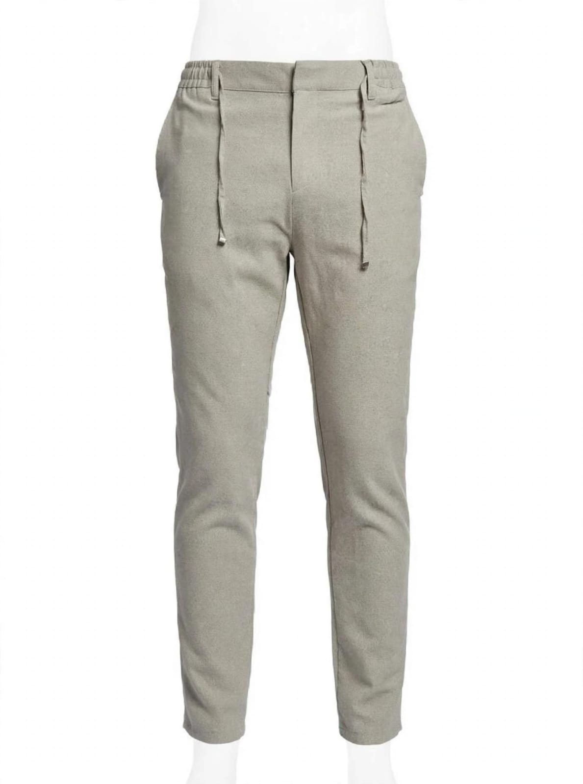 Men,s Linen-blend Drawstring slim -Beige