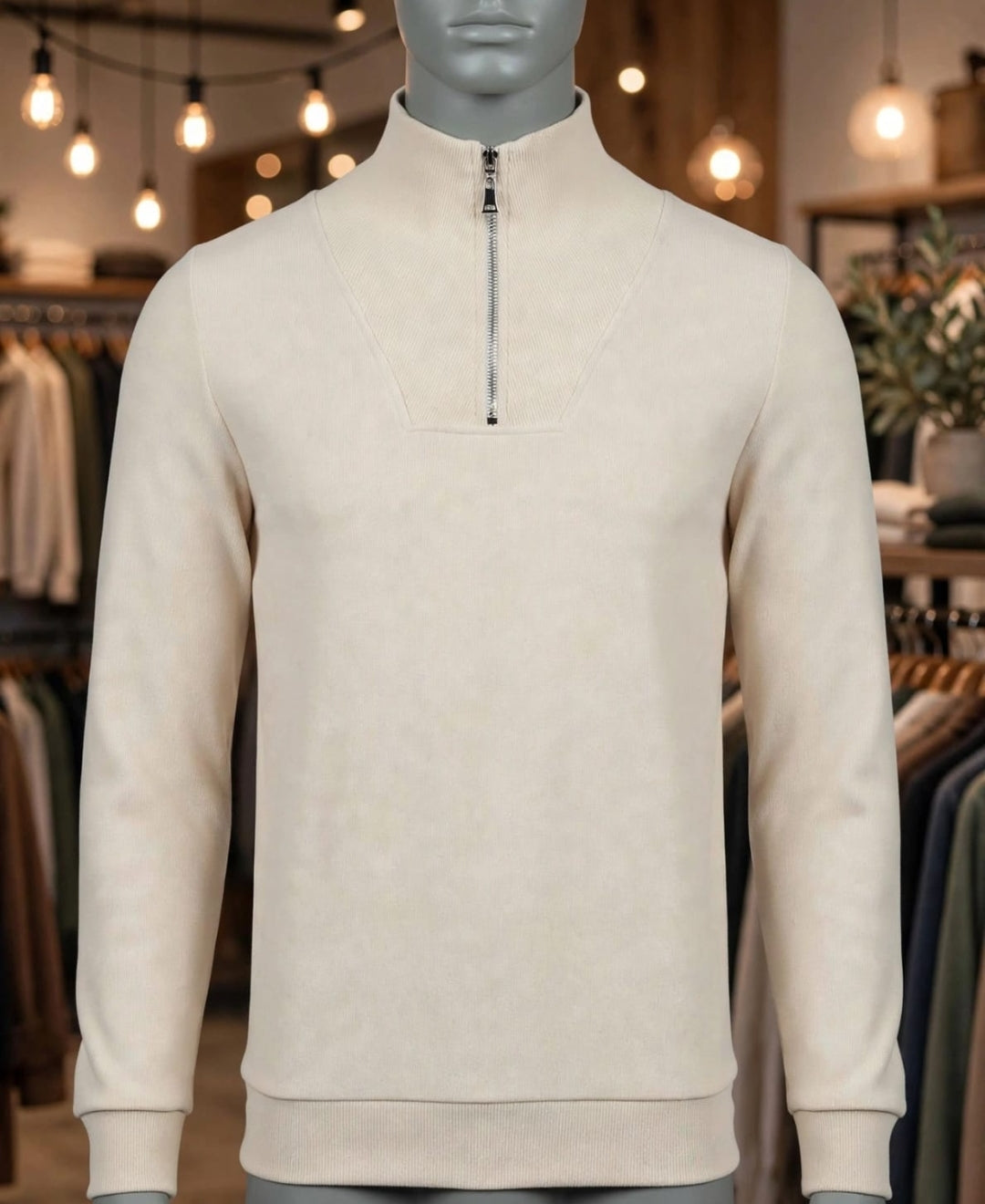 Essential Quarter-Zip Mock Neck Sweater - Oat