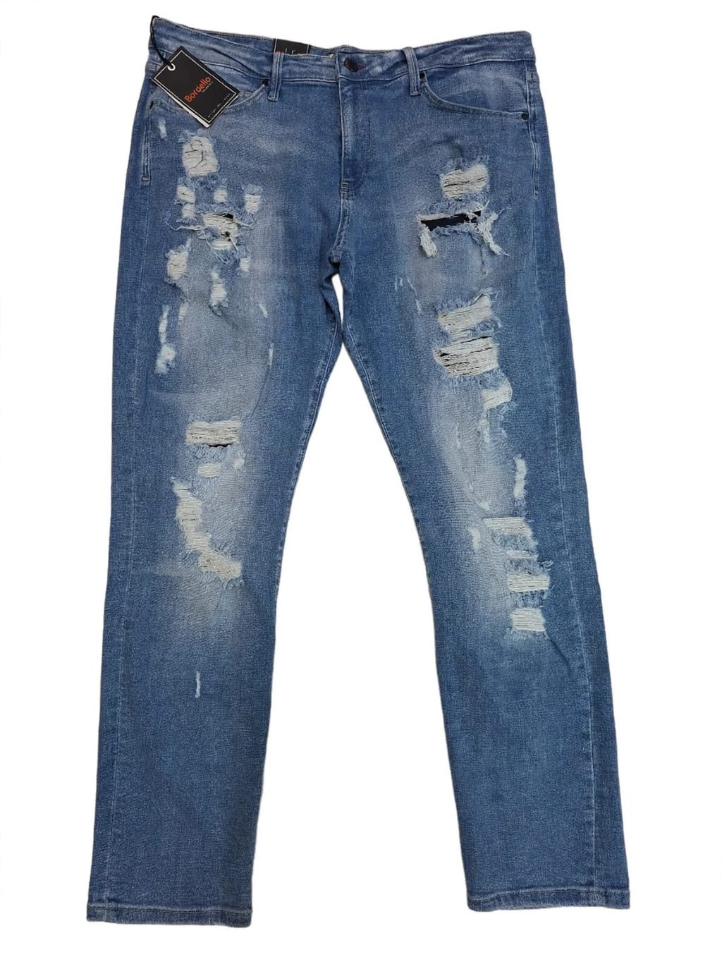 Bargello Heavy Distressed Jeans - Light Blue