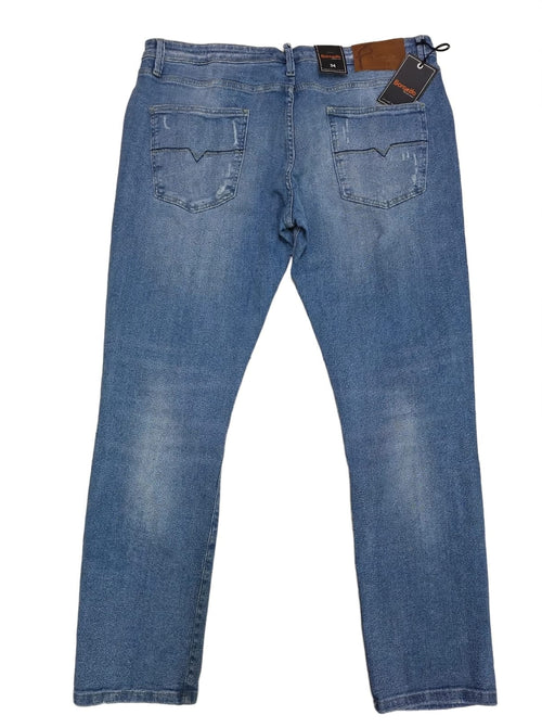 Bargello Heavy Distressed Jeans - Light Blue